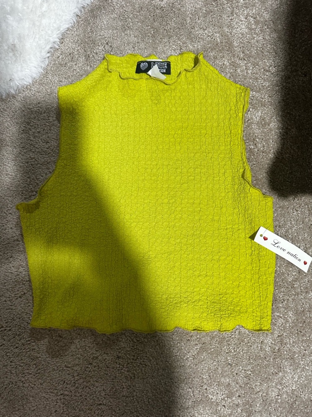 Love Nation Neon Yellow Sleeveless Mock Neck Tank